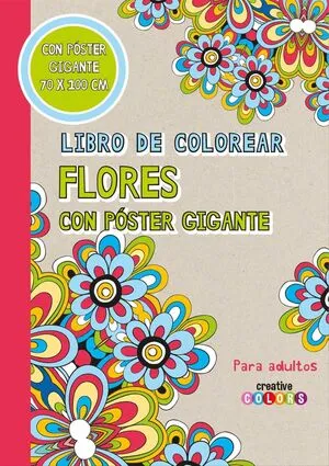 Portada de Libro de colorear flores con poster gigante