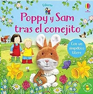 Portada de Poppy y sam tras el conejito. Con un simpatico títere
