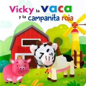 Portada de Libro con marioneta: Vicky la vaca y la campanita roja