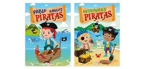Portada de Libro para colorear: Amigos piratas, aventuras de piratas