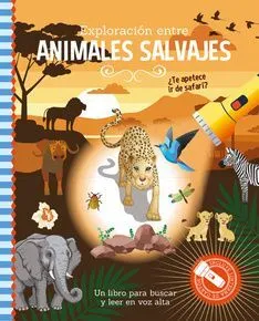 Portada de En busca de animales salvajes - libro con linterna
