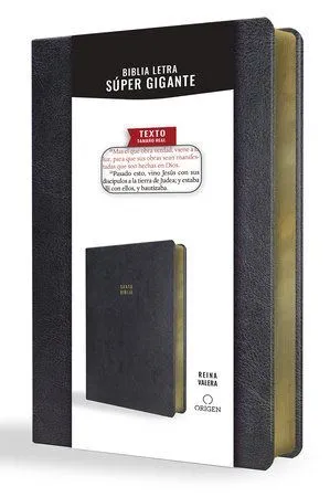 Portada de Biblia reina valera letra súper gigante, símil piel negro