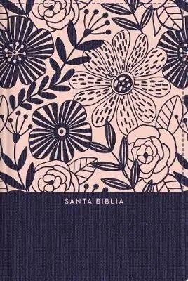 Portada de Rvr60 santa biblia, letra grande, tamaño compacto, tapa dura/tela, azul floral