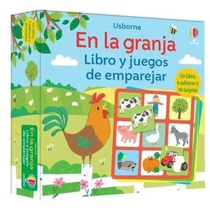 Portada de En la granja (libro y juegos de emparejar)