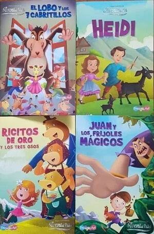 Portada de Pack peque cuentos de aventuras para sonar (lobo y los 7 cabitillos, heidi, juan y los frijoes magicos, ricitos de oro los tres osos) bbmcw0269