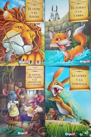 Portada de Pack mis peque fabulas de esopo (4 modelos el leon y el raton,el zorro y la cabra, el raton del campo y el raton de la ciudad, la liebre y la tortuga) bbmcw9667