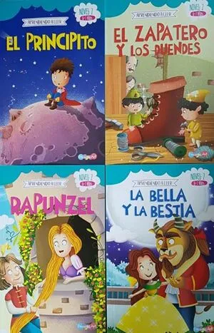 Portada de Aprendiendo a leer nivel 2 (principito, zapato y los duendes, rapunzel, bella y la bestia) bbpeg2025