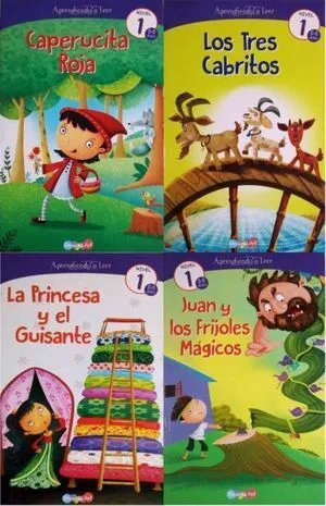 Portada de Aprendiendo a leer nivel 1 (5 a 6 años) (caperucita roja, tres cabritos, princesa y el guisante, juan y los frijoles magicos)
