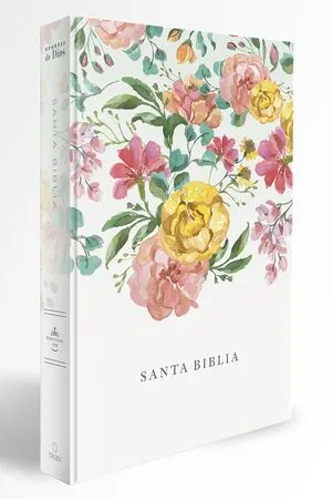 Portada de Biblia reina valera 1960 tamaño manual, tapa dura, flores rosadas