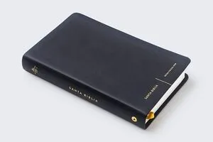 Portada de Rvr60, santa biblia, premio y regalo, letra grande, leathersoft, negro, palabras de jesús en rojo
