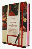 Portada de Biblia de apuntes rvr 1960 tapa dura, azul oscuro con flores (edición cantos pintados) / spanish journaling bible rvr 1960 hardcover dark blue with flowers