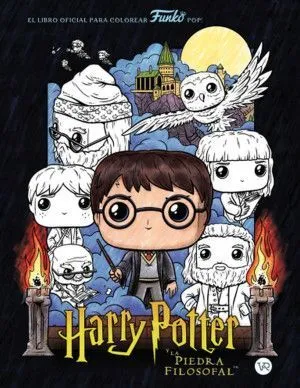 Portada de Harry potter y la piedra filosofal. El libro oficial para colorear funko pop!